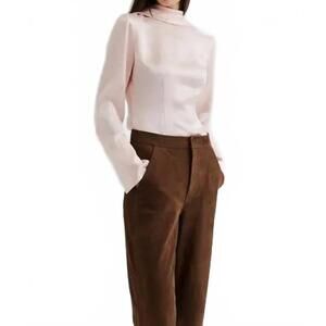 NEW MALINA celene tie detailed satin blouse in light pink stripe